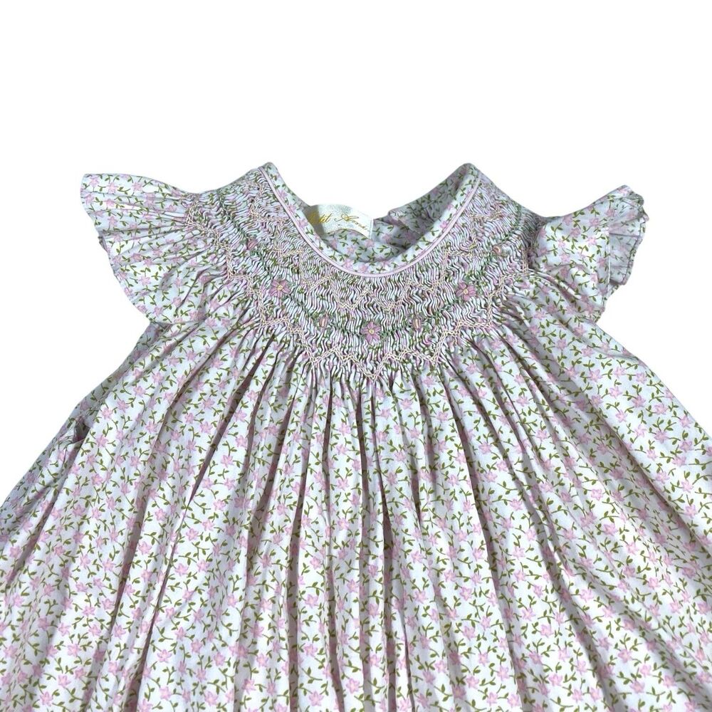 Petit Ami Pink Smocked Heirloom Bishop Dress Embroidered Floral 3T Classic Party - Picture 3 of 10